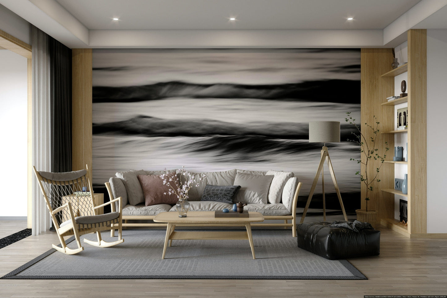 A beautiful abstract wave wallpaper mural for a modern home.

