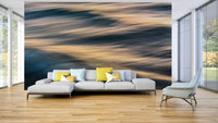 A peaceful open ocean mural on decorative wallpaper.

