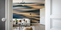 A graceful subtle pattern wall mural in cool, natural tones.

