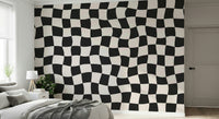 Modern Wavy Check wallpaper undulating checker design stylish.