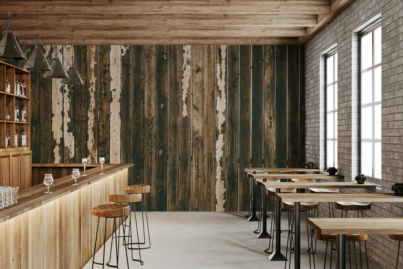 Weathered Wood Wall Mural featuring aged wooden planks with natural grain and rustic textures for cozy interiors.