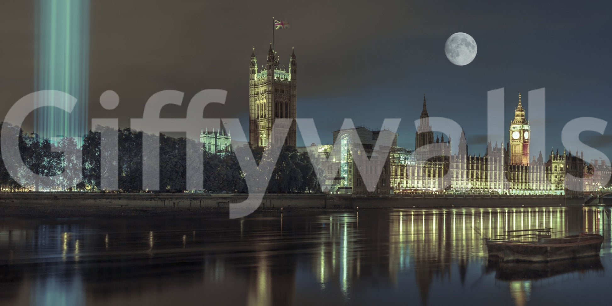 Wall mural of Spectra lights, stunning architectural detail.