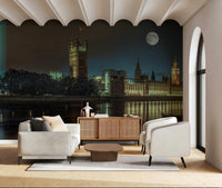 Vivid Spectra lights wall mural, nighttime big ben.