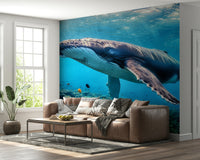Close-up of marine life and coral on an Ocean Giant's Realm Wall Mural.