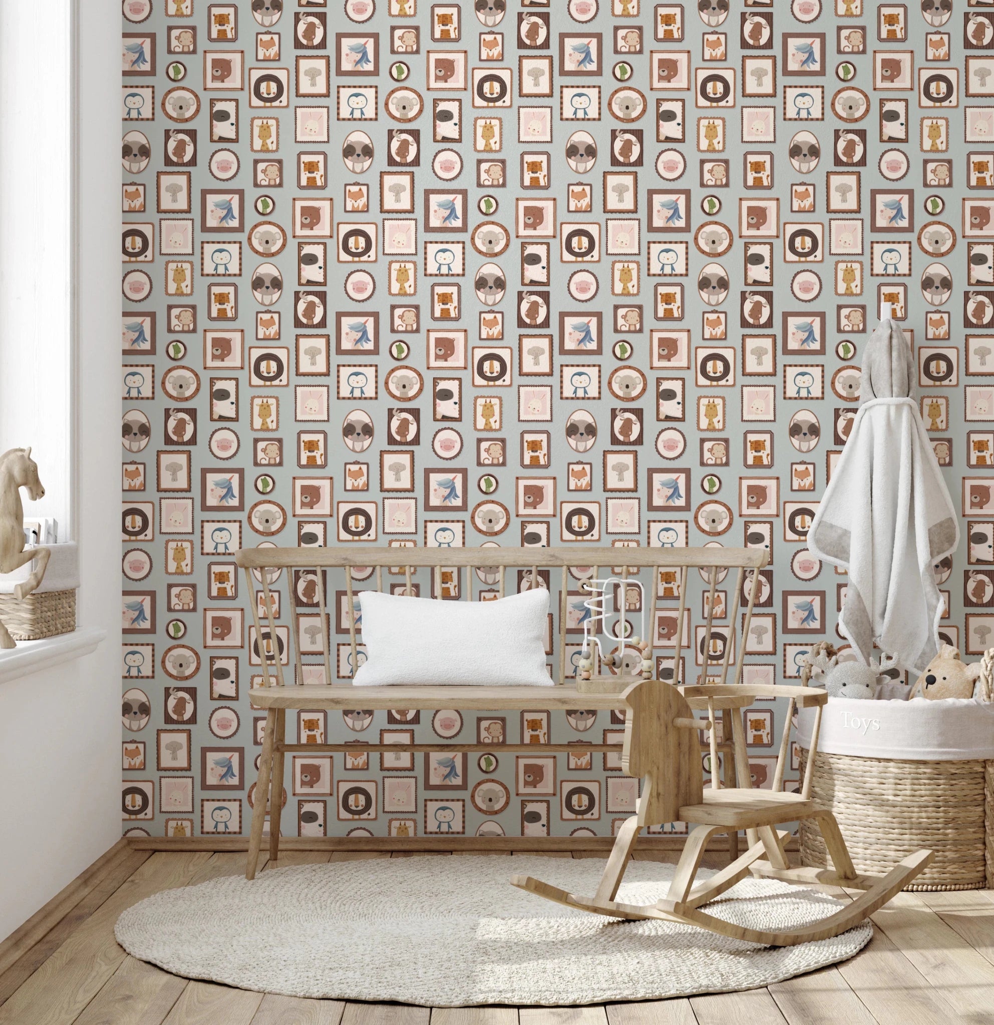 Whimsical Animal Portraits Wallpaper | Kids Wall Decor