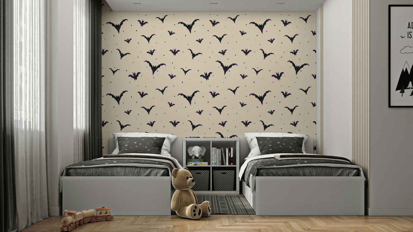 The bats are depicted as black or dark silhouettes with large wings.
