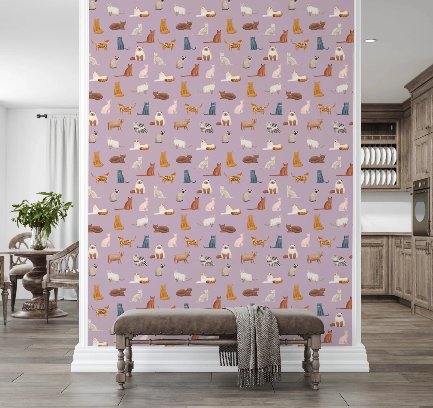 Whimsical Cat Parade Wallpaper⁠