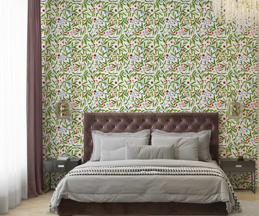 A beautiful, whimsical garden party floral mural.