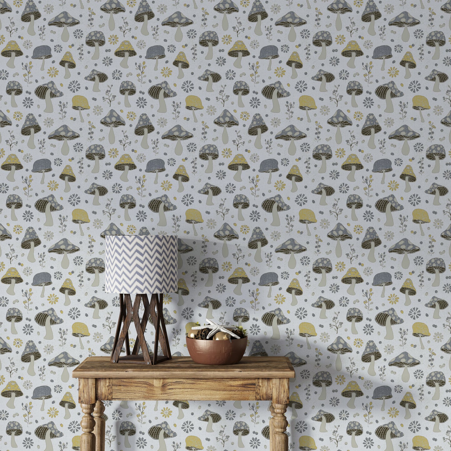 Golden and Gray Mushrooms Wallpaper