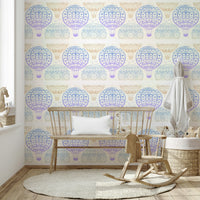 Pastel sky with floral and heart balloons

