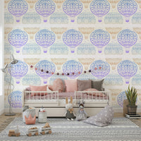 Dreamy pastel balloon ride wall design

