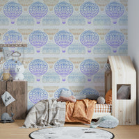 Whimsical balloon mural in pastel shades

