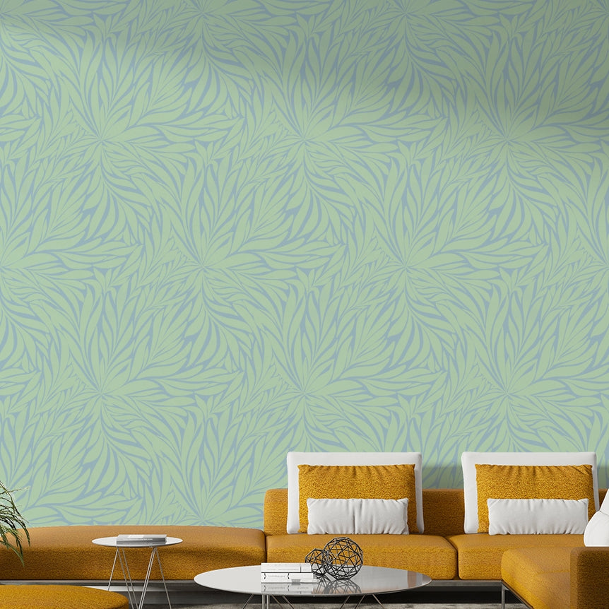 Soft botanical wallpaper with swirling leaves

