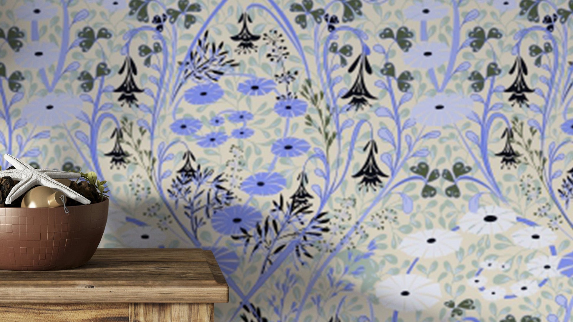 Whimsical Meadow Periwinkle Wallpaper