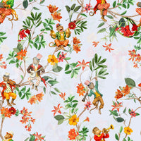 Whimsical Monkeys Playing Music Vintage Exotic Fun Garden blue Wallpaper⁠