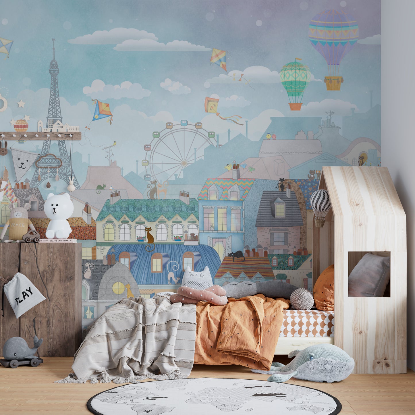 Whimsical Paris Cityscape Wallpaper
