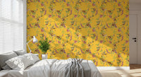 Whimsical Playing Monkeys Family Vintage Exotic Garden yellow Wallpaper⁠