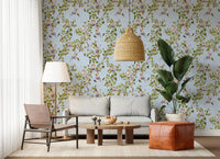 Whimsical Rococo Monkeys Wine Festival Aristocratic Vineyard Vintage Garden blue Wallpaper⁠