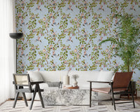 Whimsical Rococo Monkeys Wine Festival Aristocratic Vineyard Vintage Garden blue Wallpaper⁠