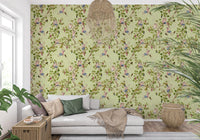 Whimsical Rococo Monkeys Wine Festival Aristocratic Vineyard Vintage Garden green Wallpaper⁠