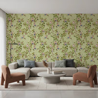 Whimsical Rococo Monkeys Wine Festival Aristocratic Vineyard Vintage Garden green Wallpaper⁠