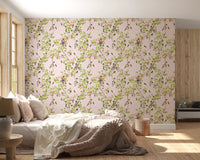 Whimsical Rococo Monkeys Wine Festival Vintage Aristocratic Vineyard Garden pink Wallpaper⁠