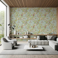 Whimsical Rococo Monkeys Wine Festival Vintage Aristocratic Vineyard Garden turquoise Wallpaper⁠