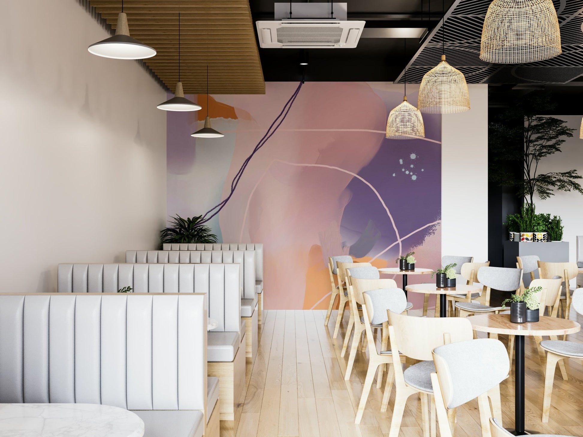 Elegant flowing mural with artistic whimsy

