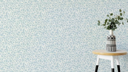 White flower wallpaper with whimsical botanical charm

