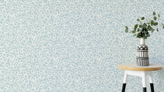 White flower wallpaper with whimsical botanical charm

