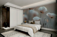 delicate white poppies with soft focus

