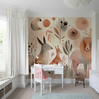 Energetic, colorful Whimsical Wild Things mural for creative spaces.

