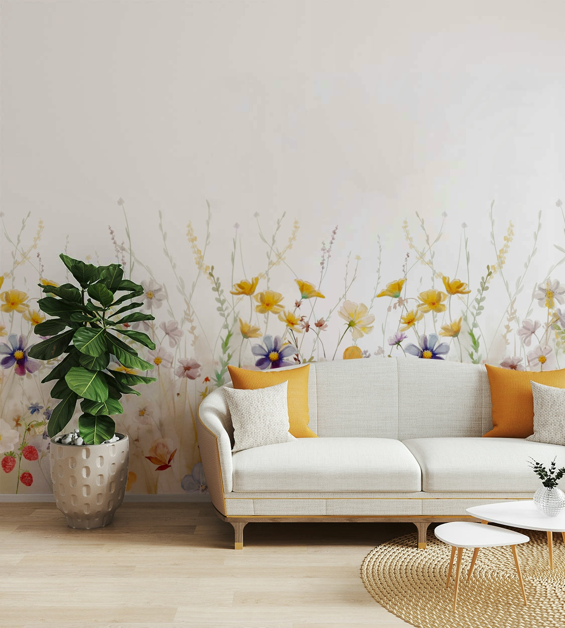 Soft watercolor floral wallpaper

