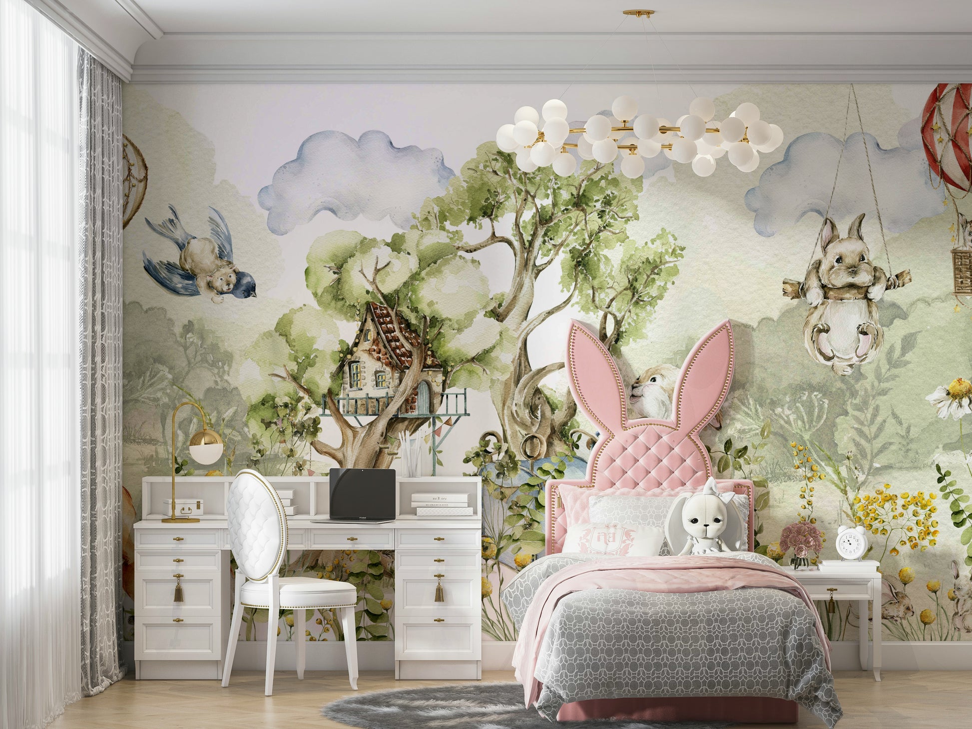 Cozy kids’ wallpaper with forest design

