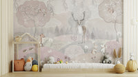 Woodland Fox and Deer Wallpaper Design
