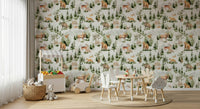 Charming Woodland Nursery Pattern Wallpaper pattern depicting rustic wildlife.