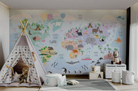 Kids' mural wallpaper with animals

