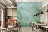 The mural extends across the entire wall, creating a smooth backdrop.

