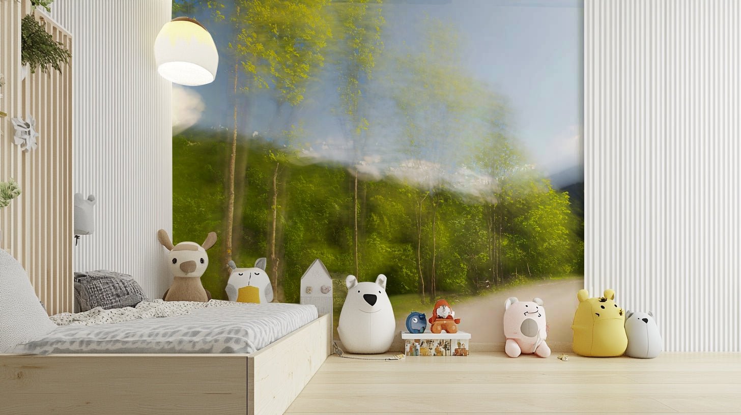 Gentle forest blur wall wallpaper
