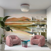 Gentle terrain mural with soft horizon lines

