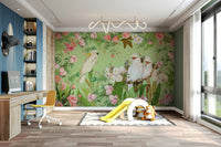 Tranquil bird and flower wallpaper

