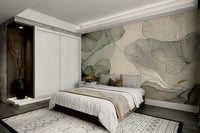 Whispering Sage Blossoms Wall Mural displayed in a bright flat with contemporary furniture.