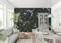 Moody foliage Whispering Secrets peel and stick wallpaper mural art.