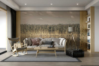 Installation of the mural on a white wall.

