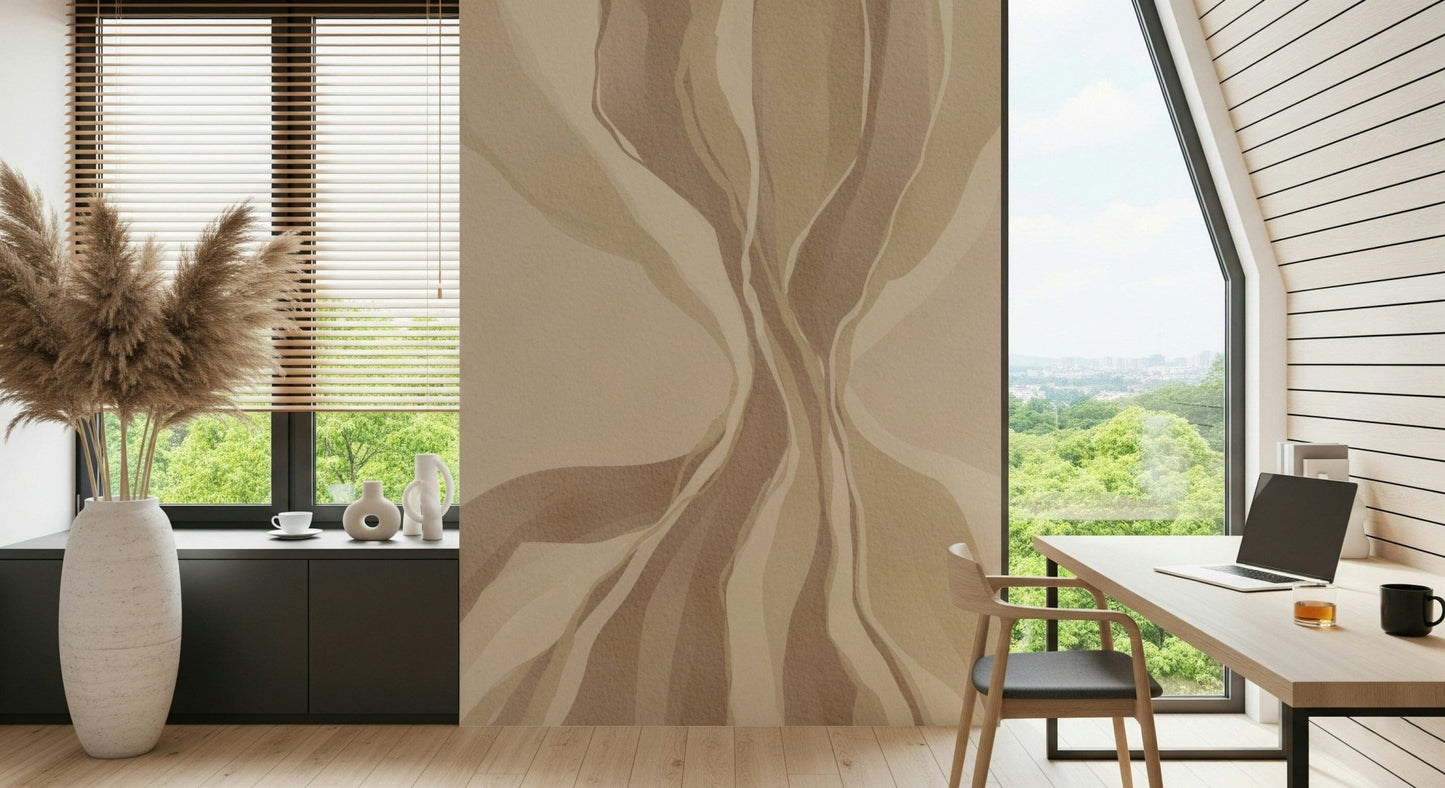 Designer wallpaper Whispering Waves serene liquid shapes contemporary interior accent