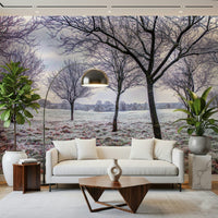 Frozen nature view, decorative wallpaper mural unique scenery.