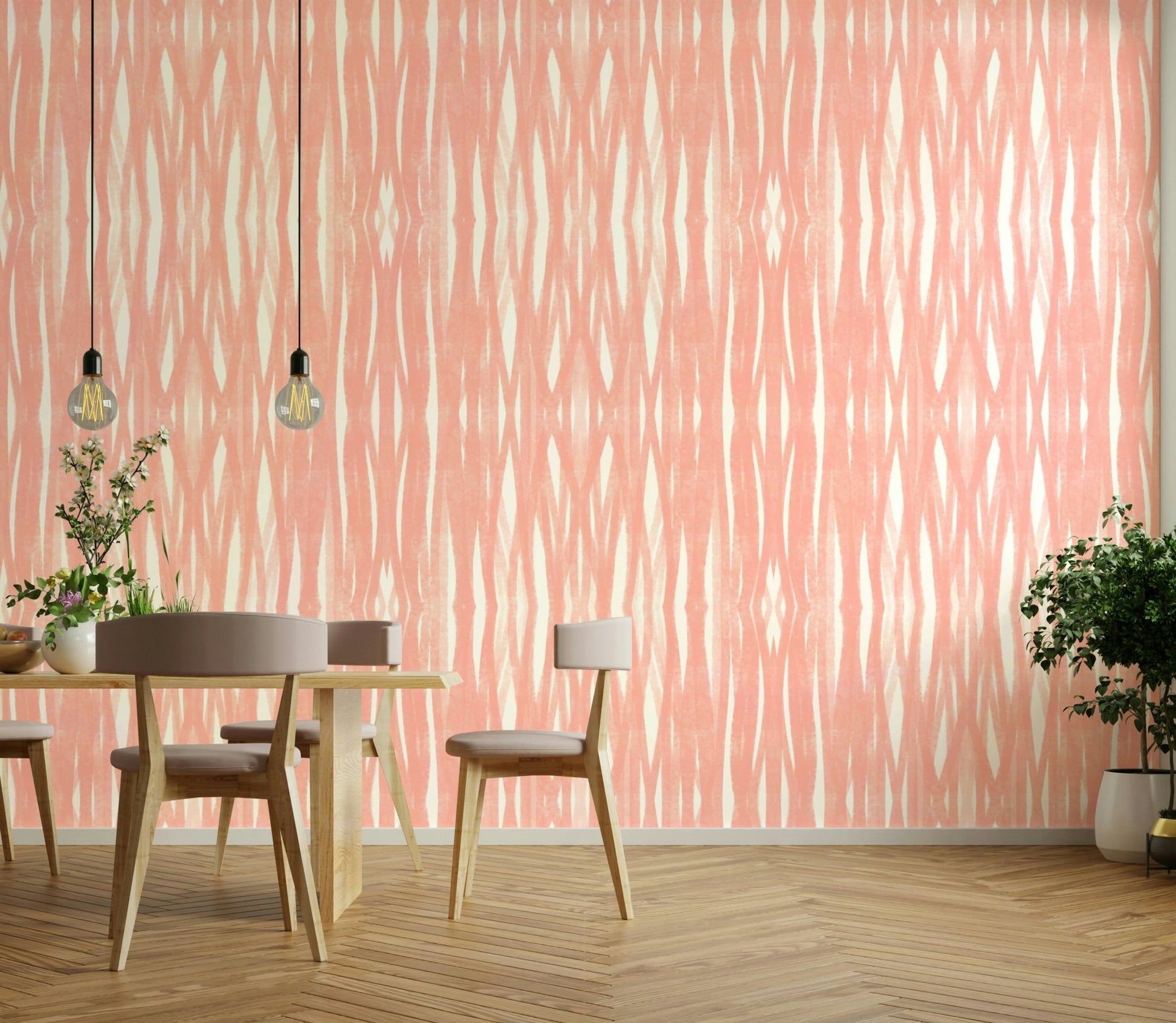 Elegant Whispers of Coral wallpaper for bedroom decor

