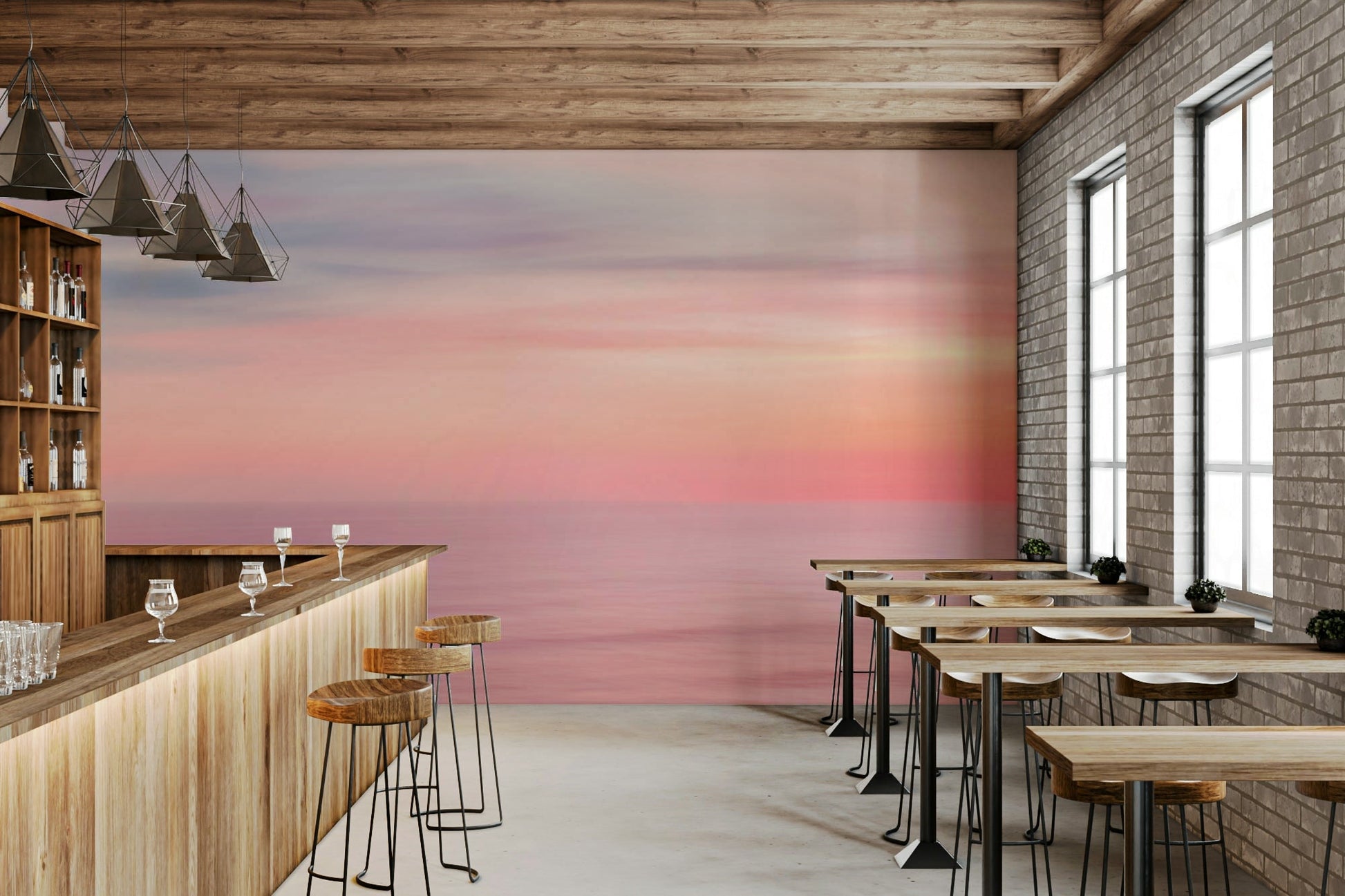 Pastel sunset over a tranquil ocean

