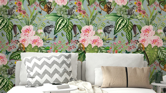 Whispers of the Jungle 1 Wallpaper with delicate ferns and vines.

