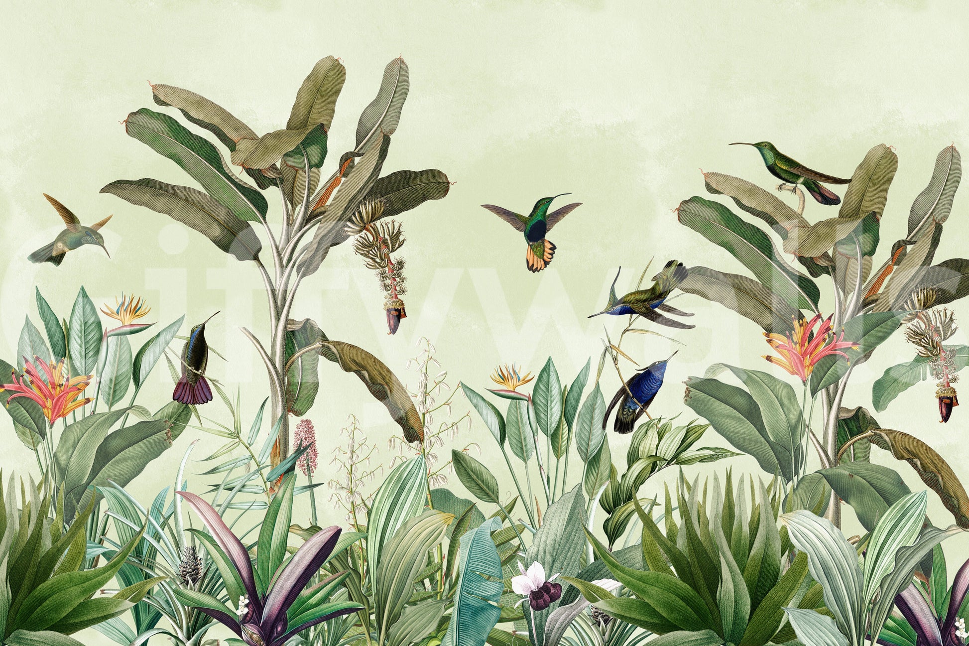 Whispers of the Jungle mural creating a nature-inspired vibe

